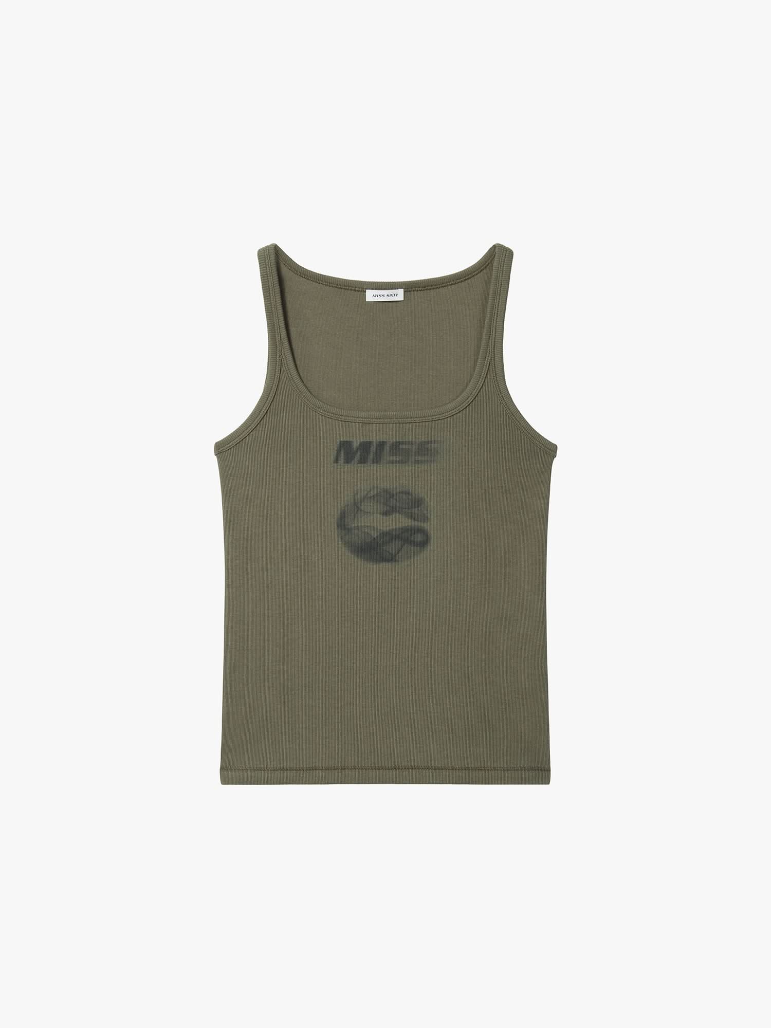 Lips Print Sleeveless T-Shirt
