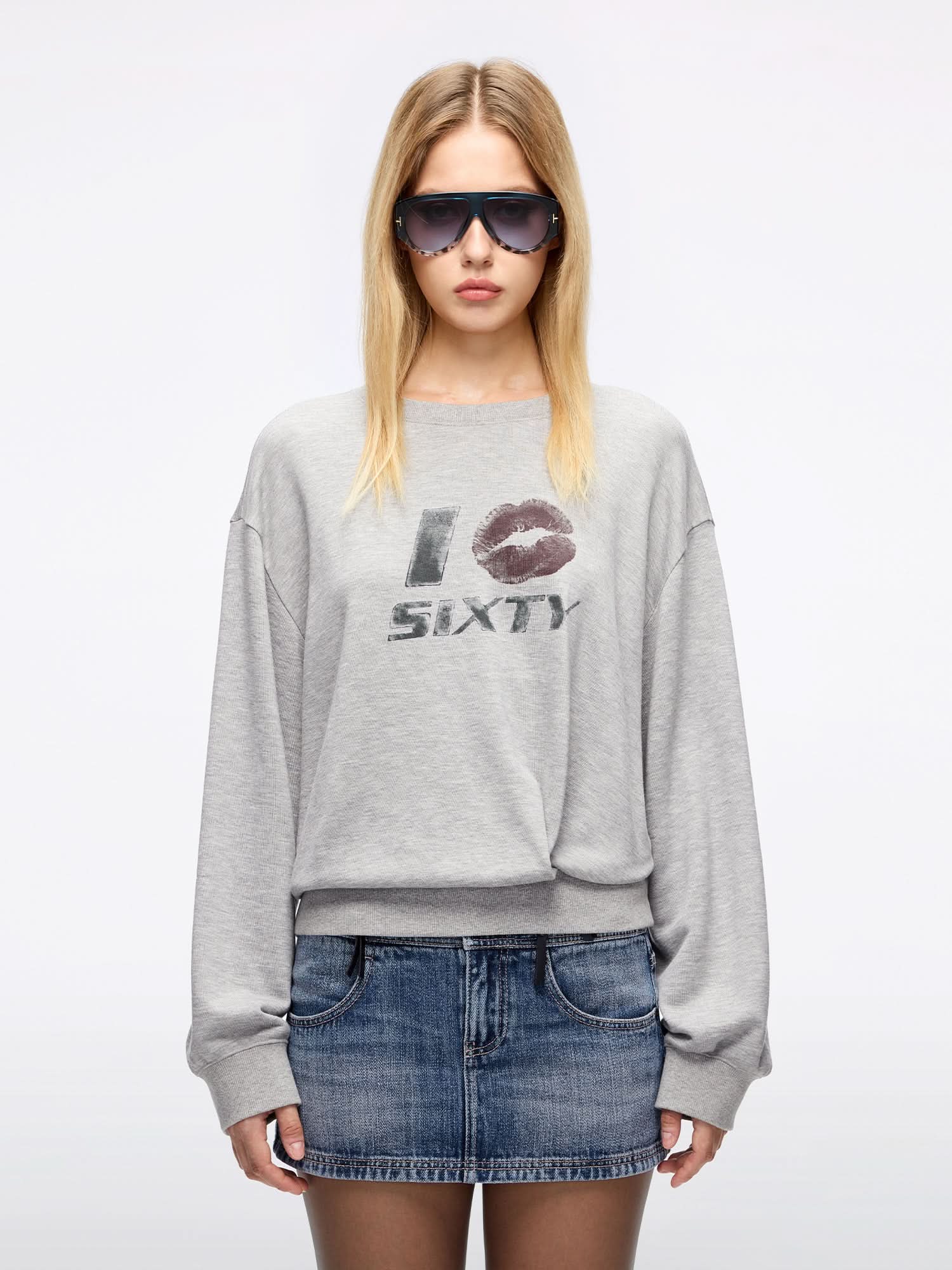 Crew Neck Printed Sweatshirt