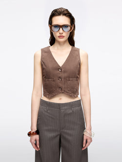 Cropped Denim Vest