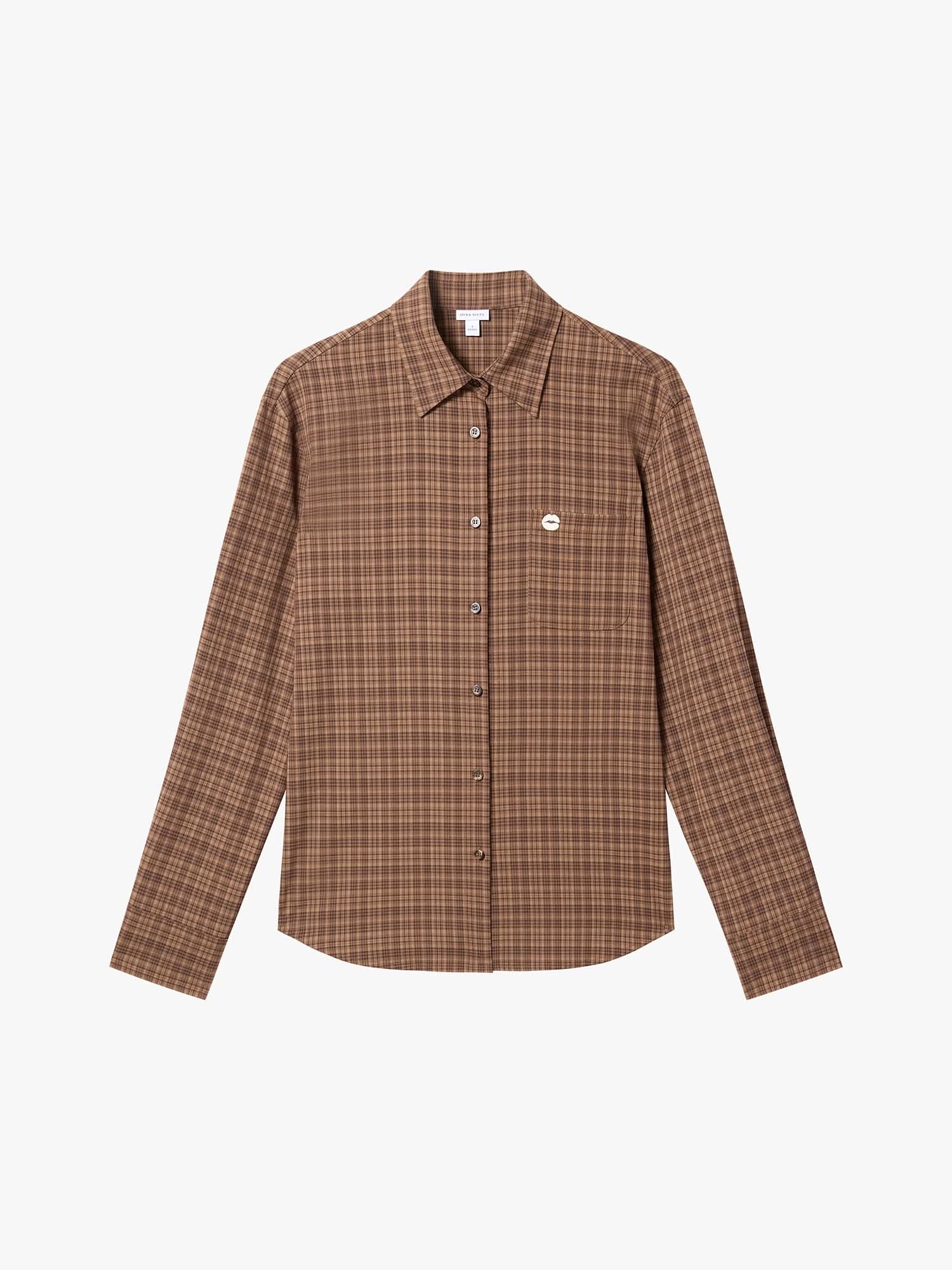 Lip Print Plaid Shirt