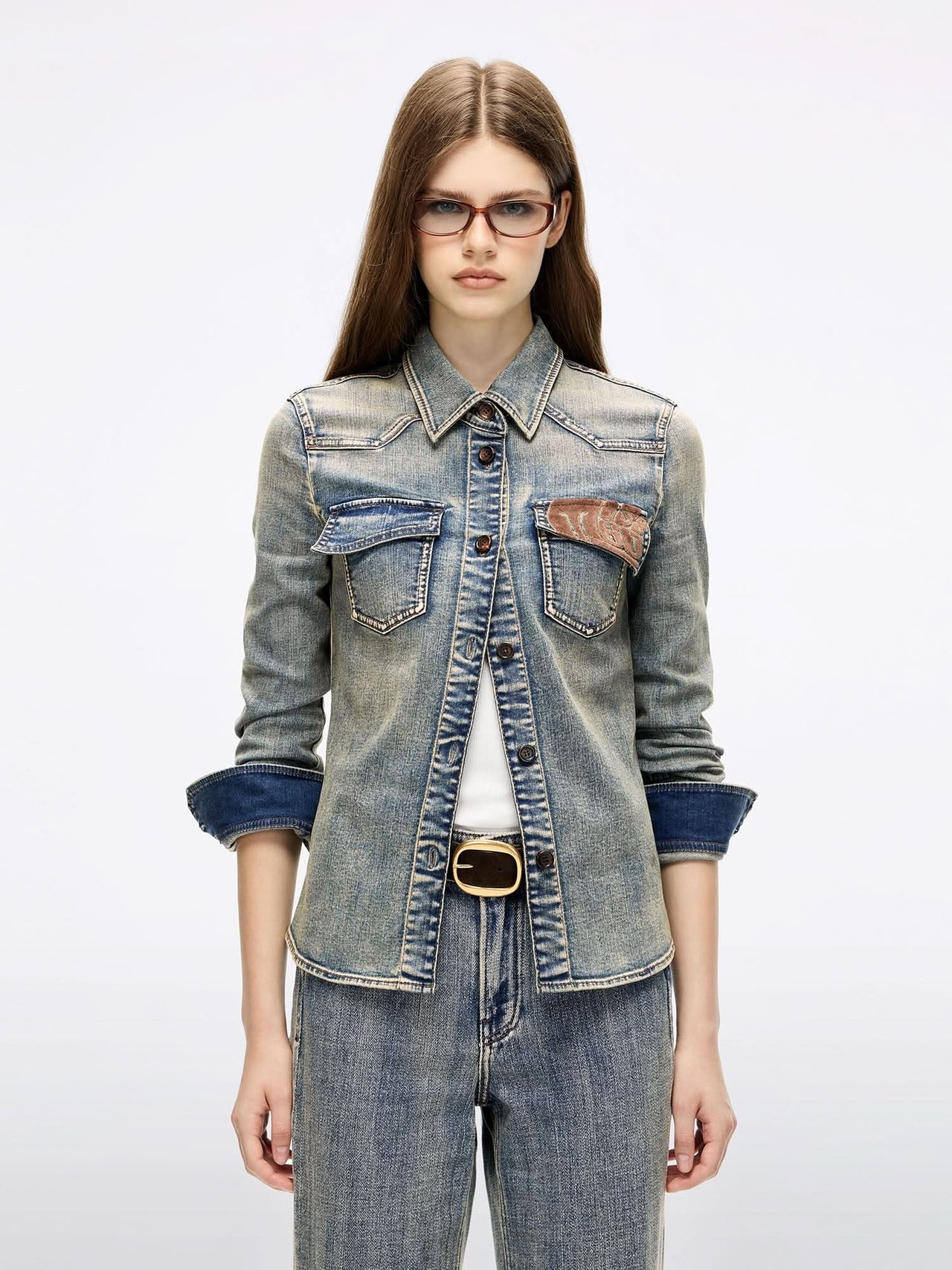 Patchwork Denim Shirt