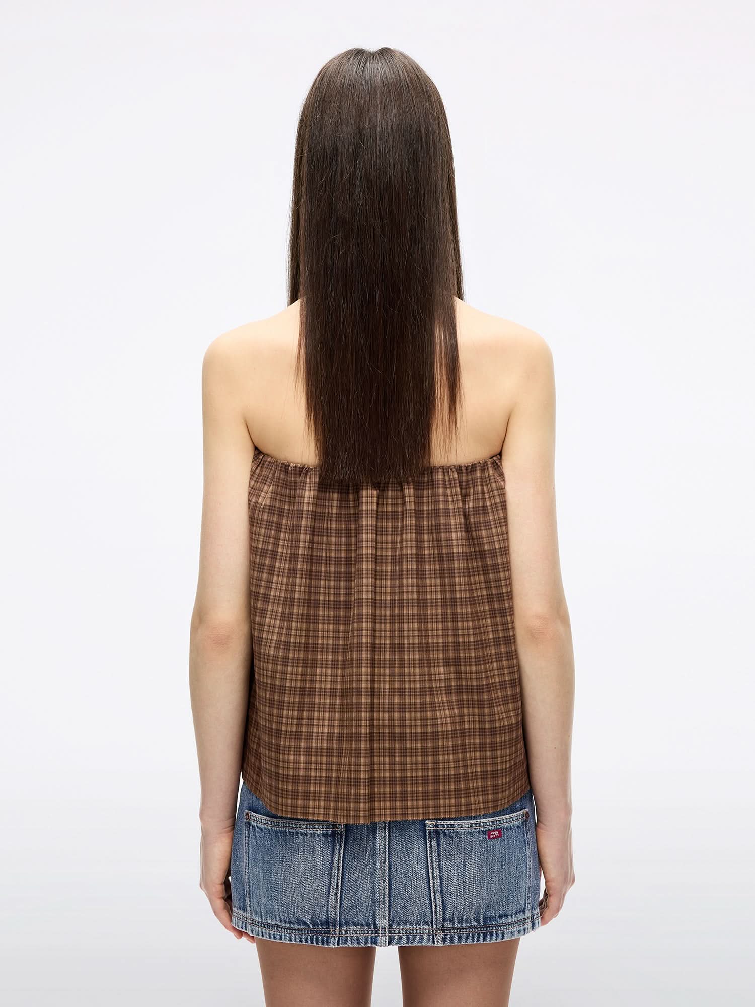 Plaid Strapless Top