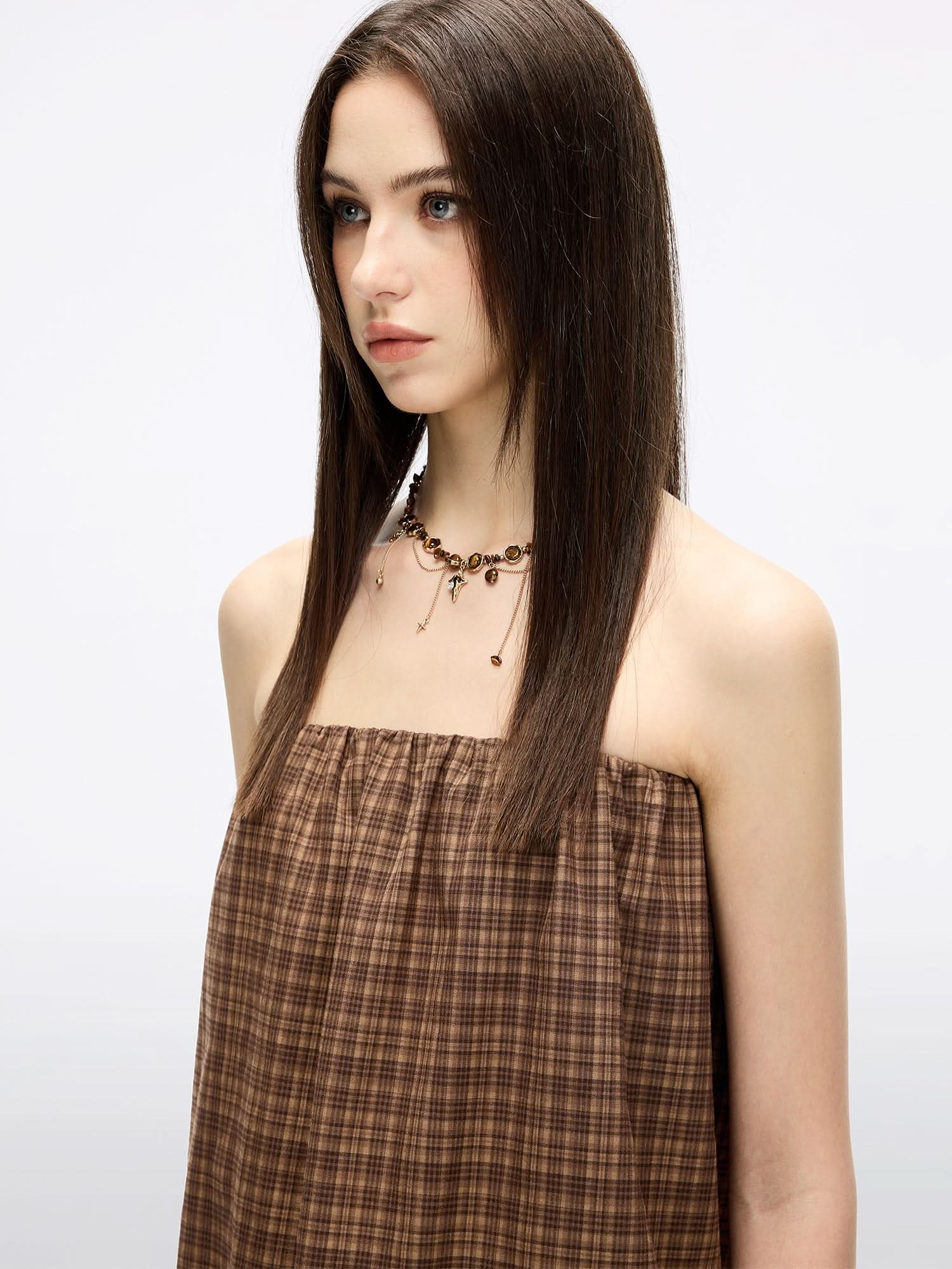 Plaid Strapless Top