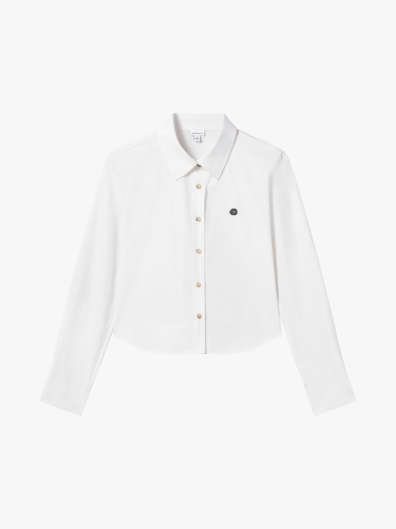 Lip Print Embroidered Shirt