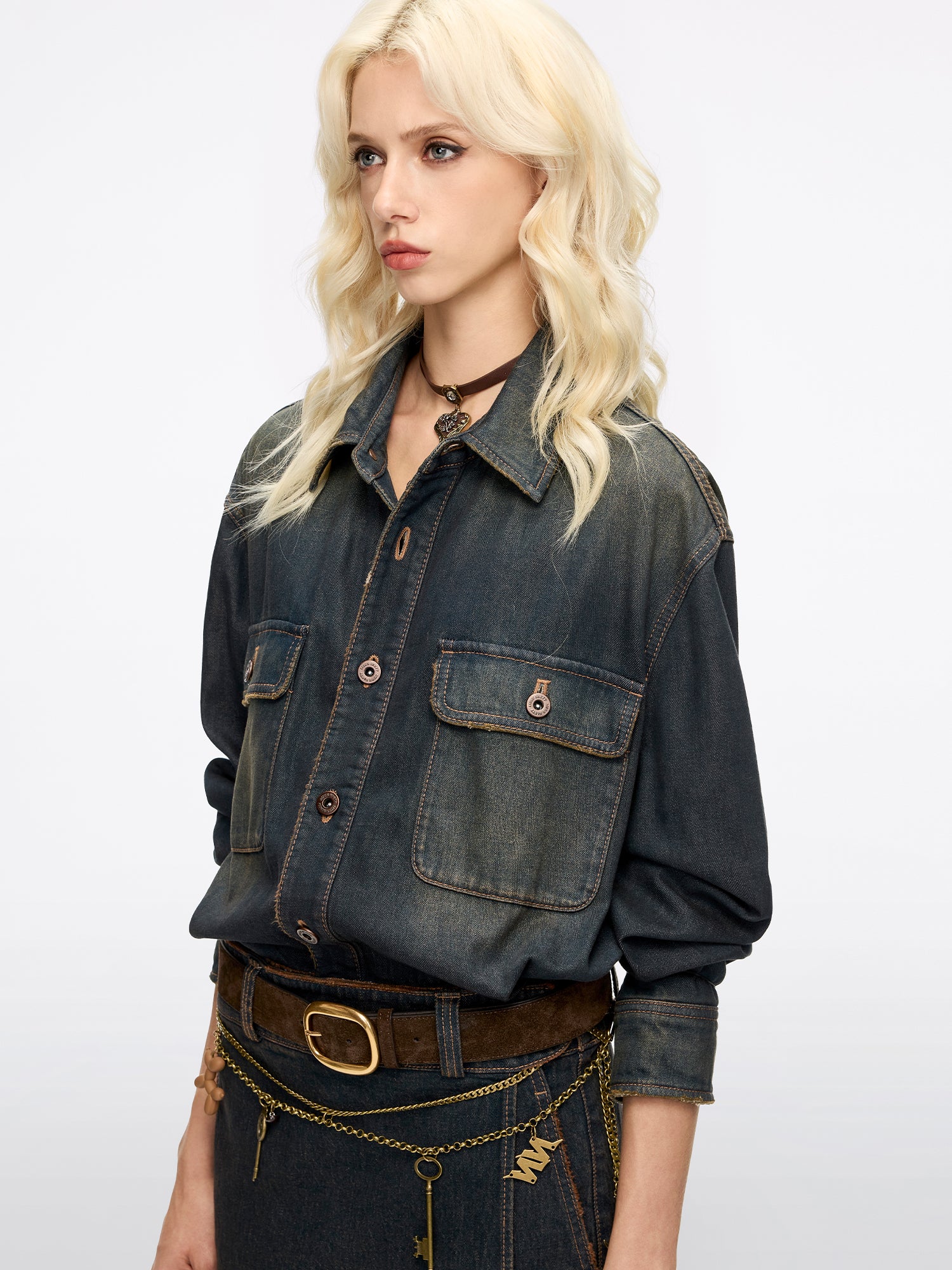 Distressed Denim Dress
