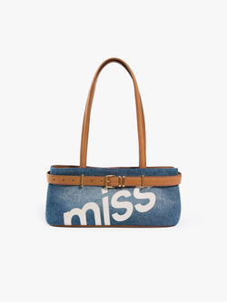 Leather Patch Denim Bag