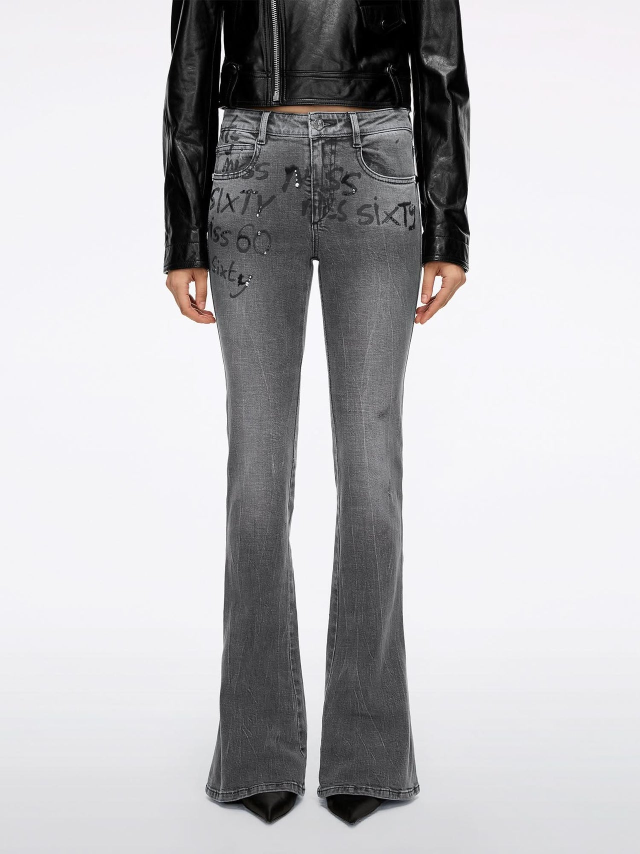Rhinestone Flared Jeans