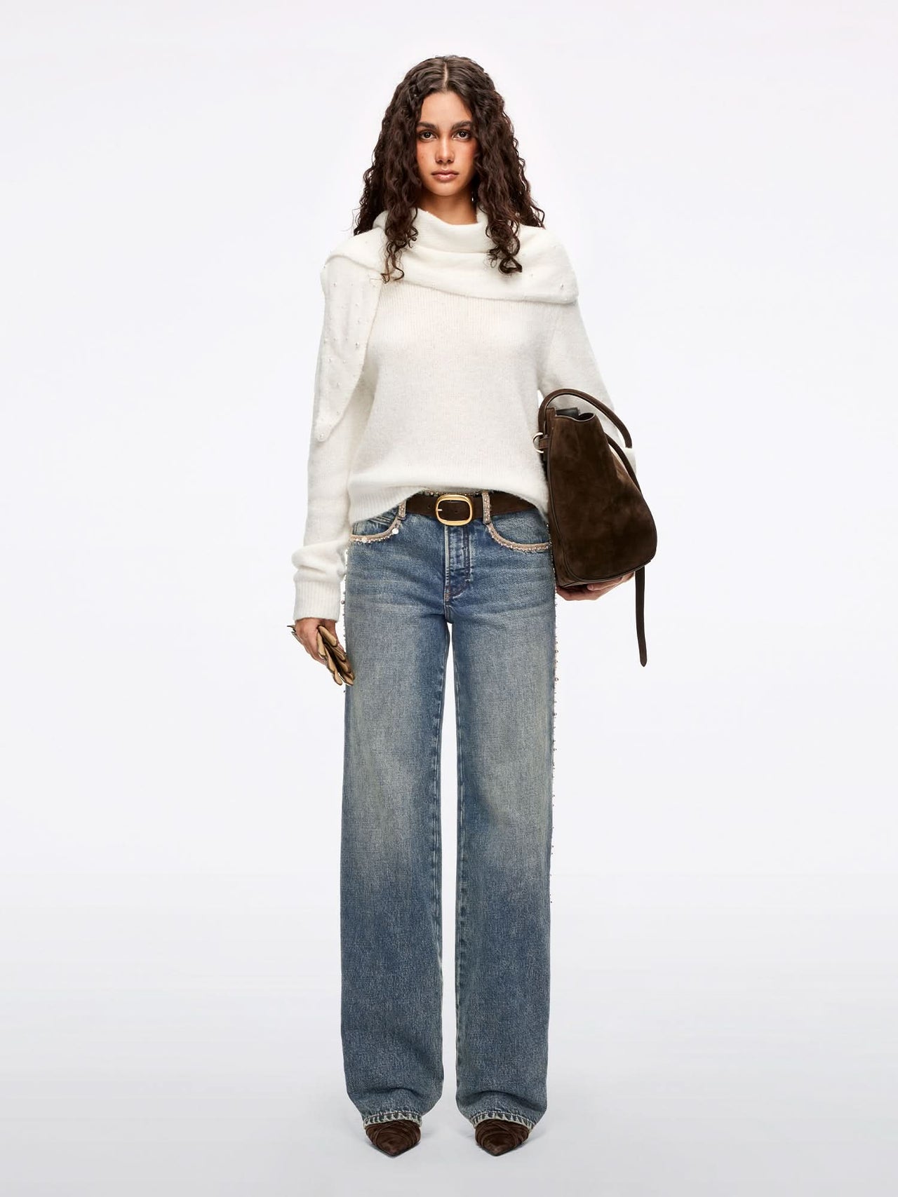 Beaded Straight-Leg Jeans