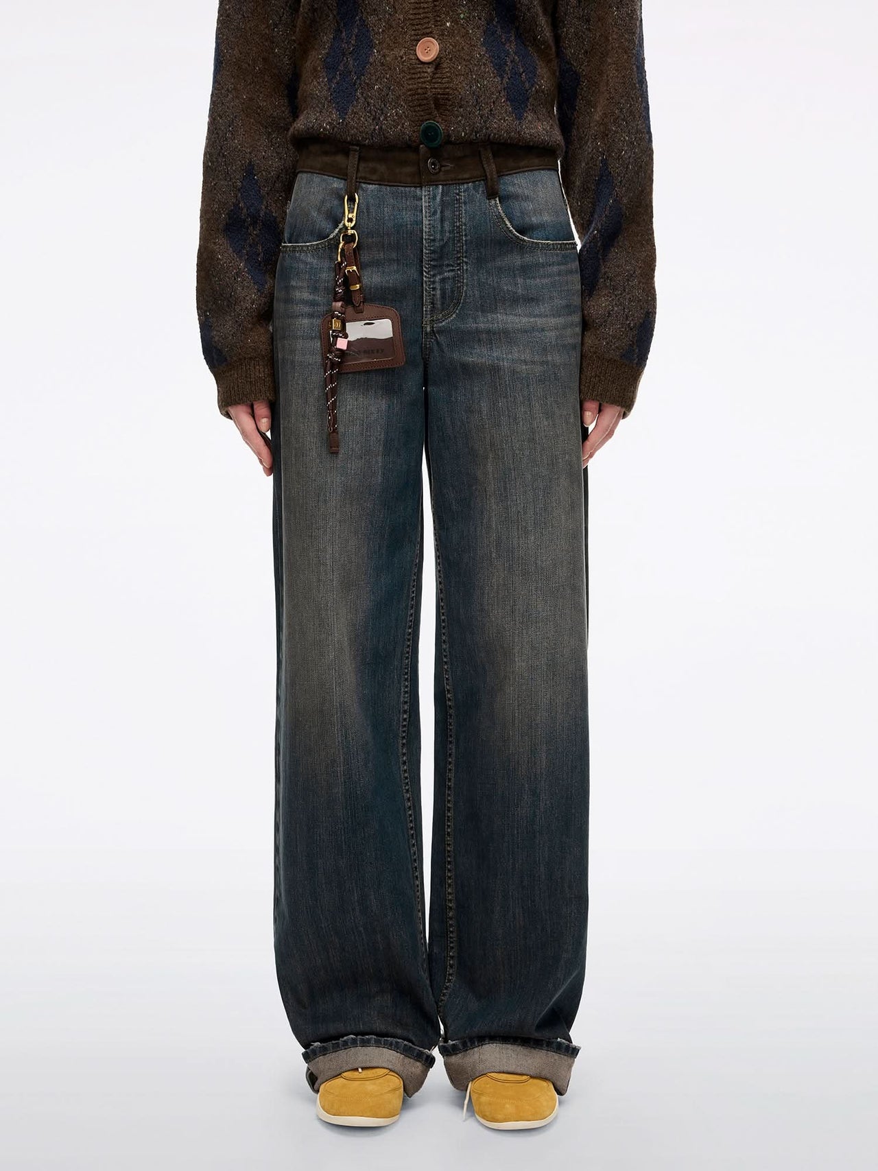 Patchwork Straight-Leg Jeans