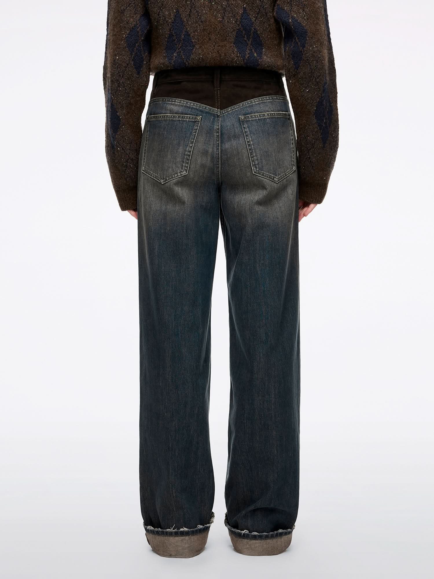 Patchwork Straight-Leg Jeans