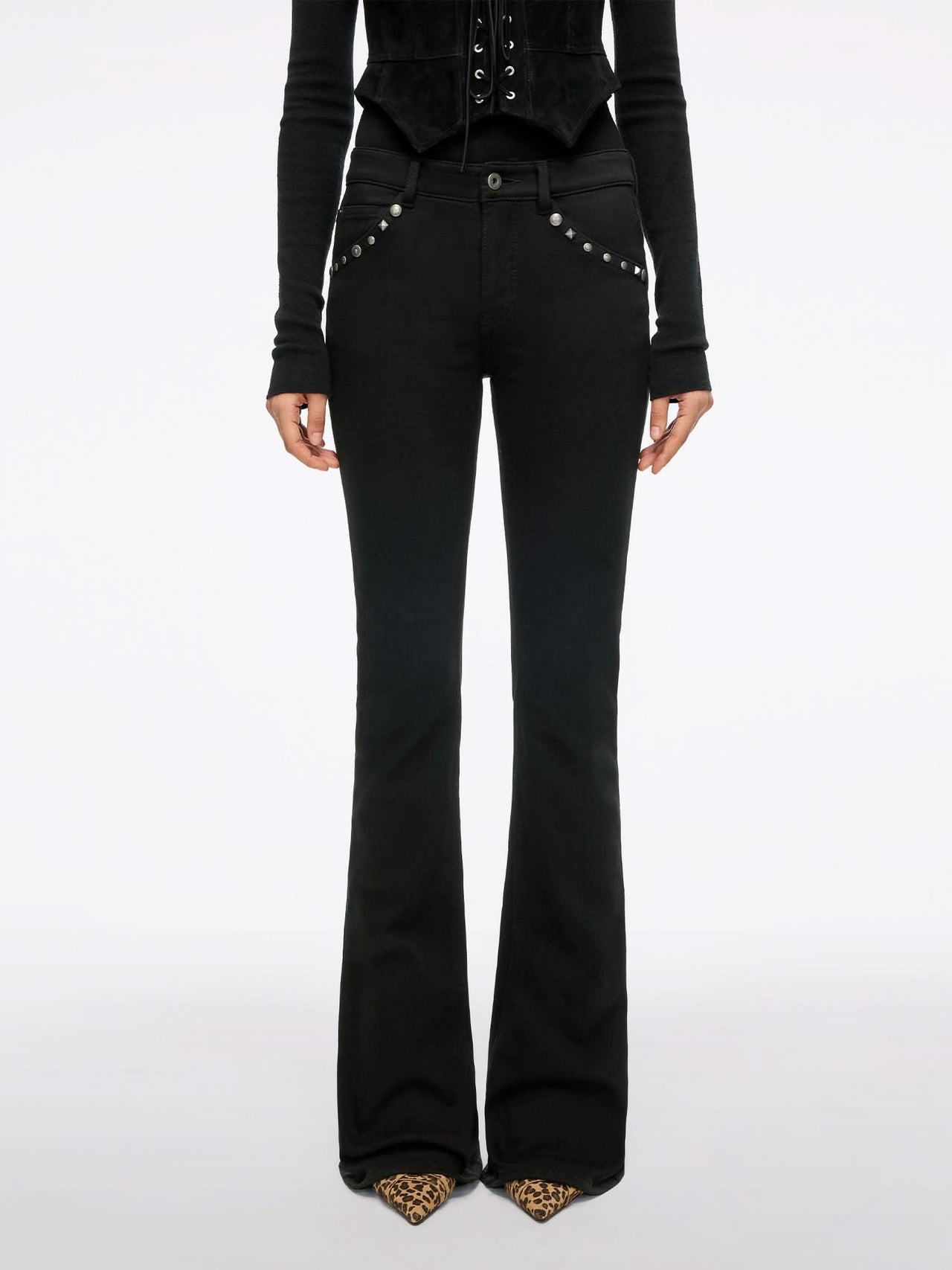 Flared Jeans with Stud Detailing