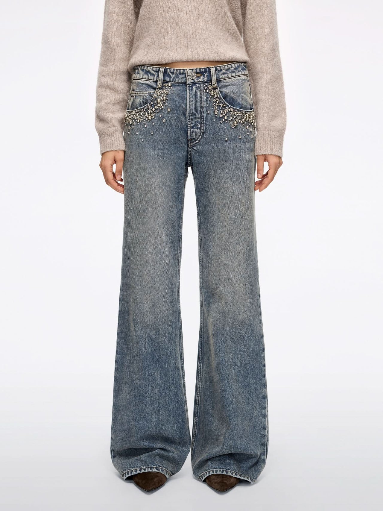 Beaded Flared Jeans