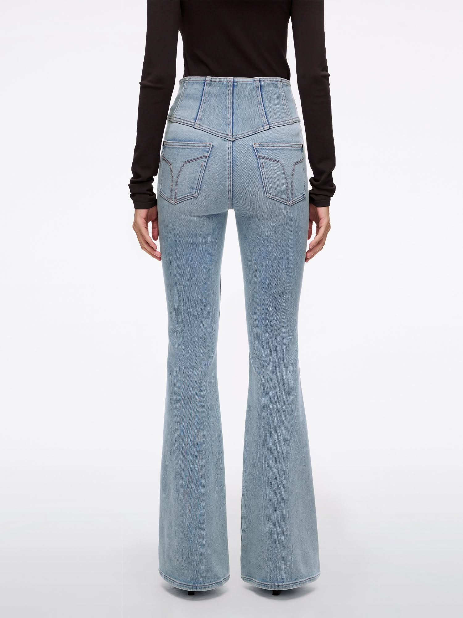 High Waisted Flared Jeans-GLENDA PLUS 5