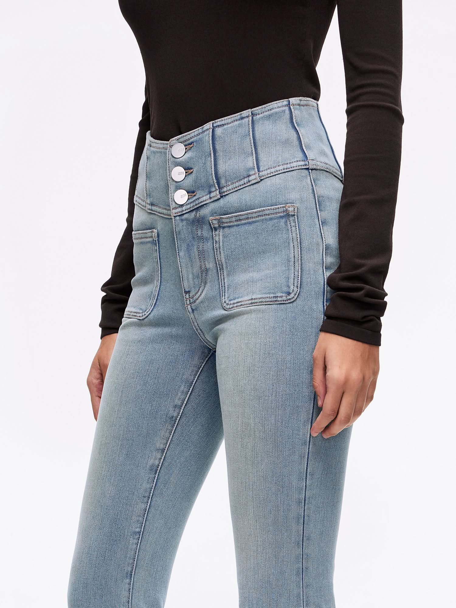 High Waisted Flared Jeans-GLENDA PLUS 5