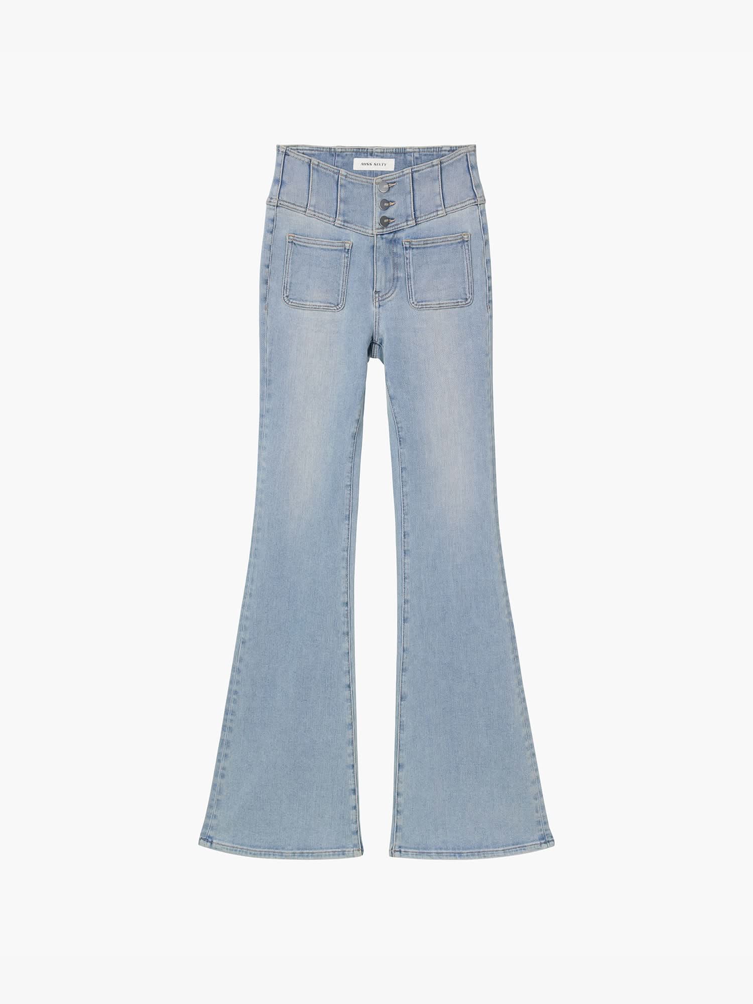 High Waisted Flared Jeans-GLENDA PLUS 5