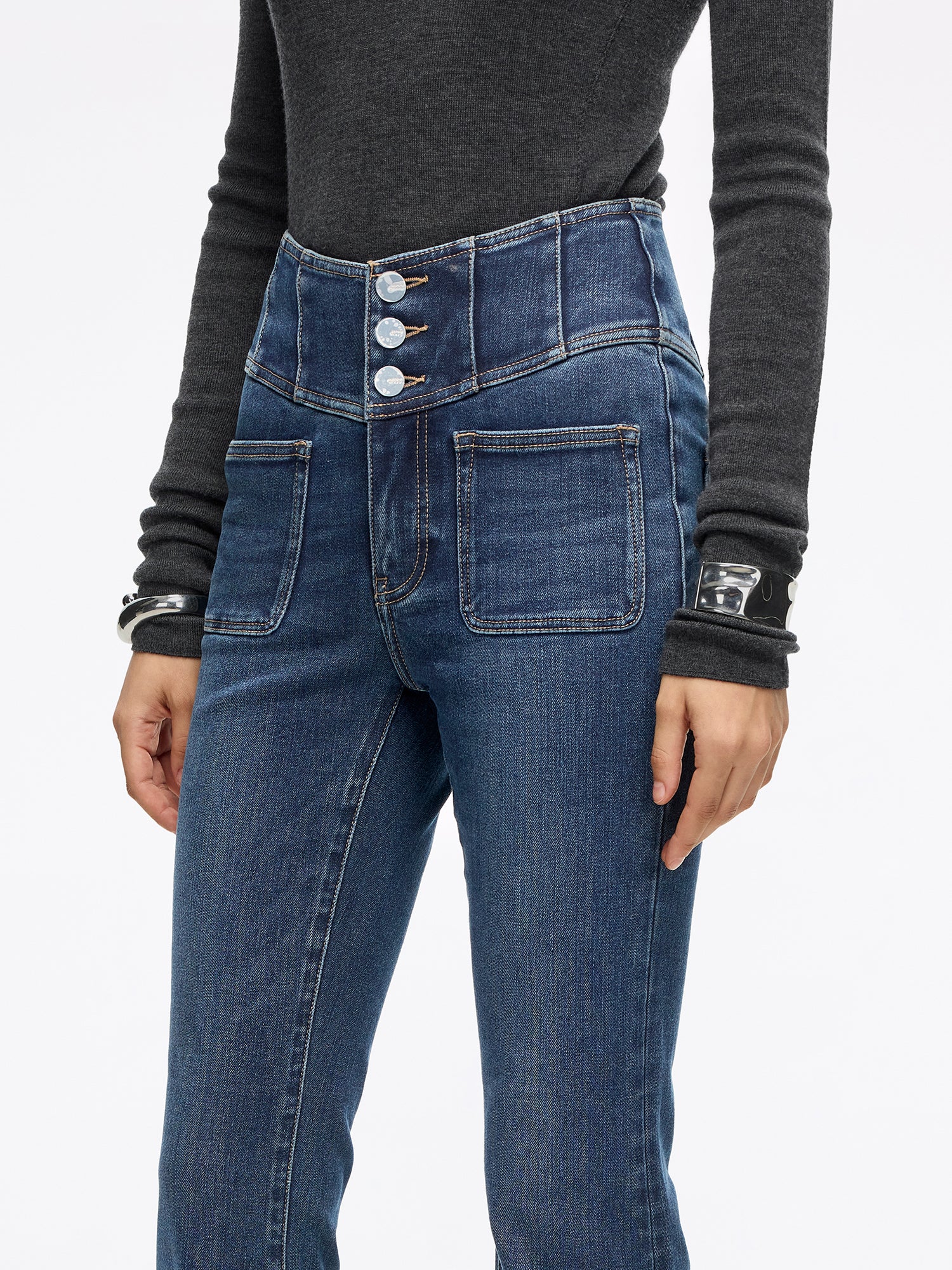 High Waisted Flared Jeans-GLENDA PLUS 5