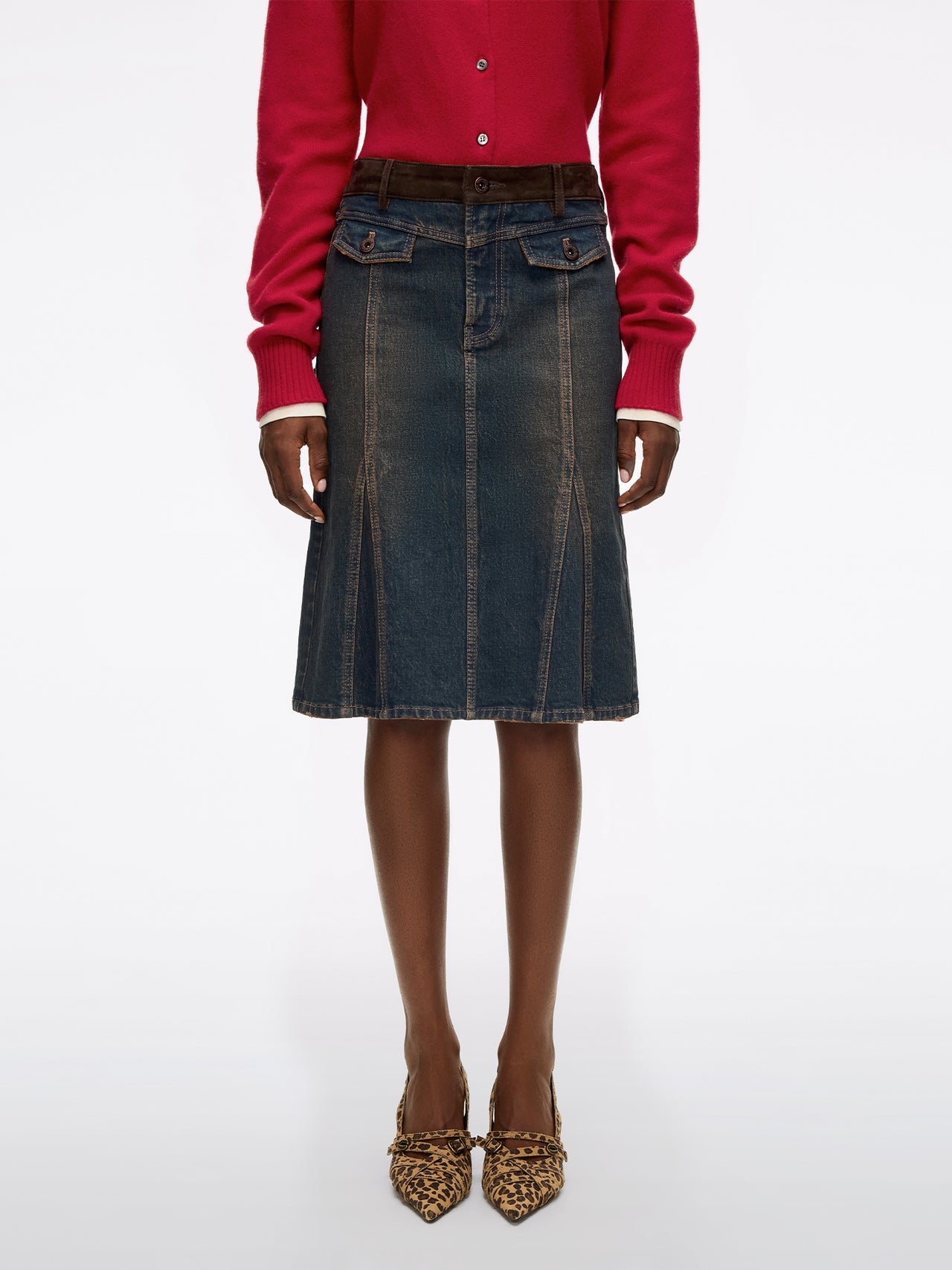 Patchwork Denim Skirt