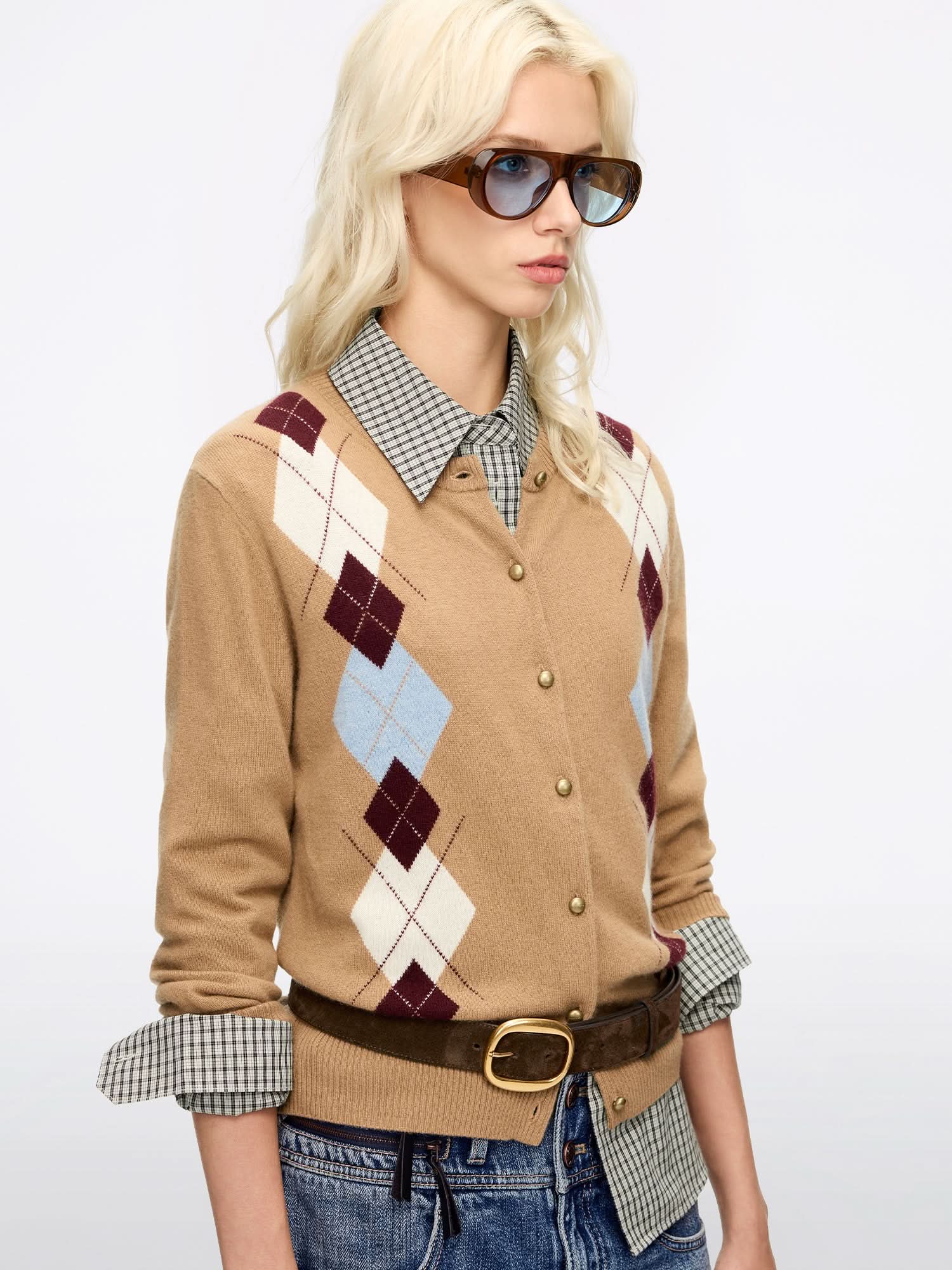 Argyle Knit Cardigan