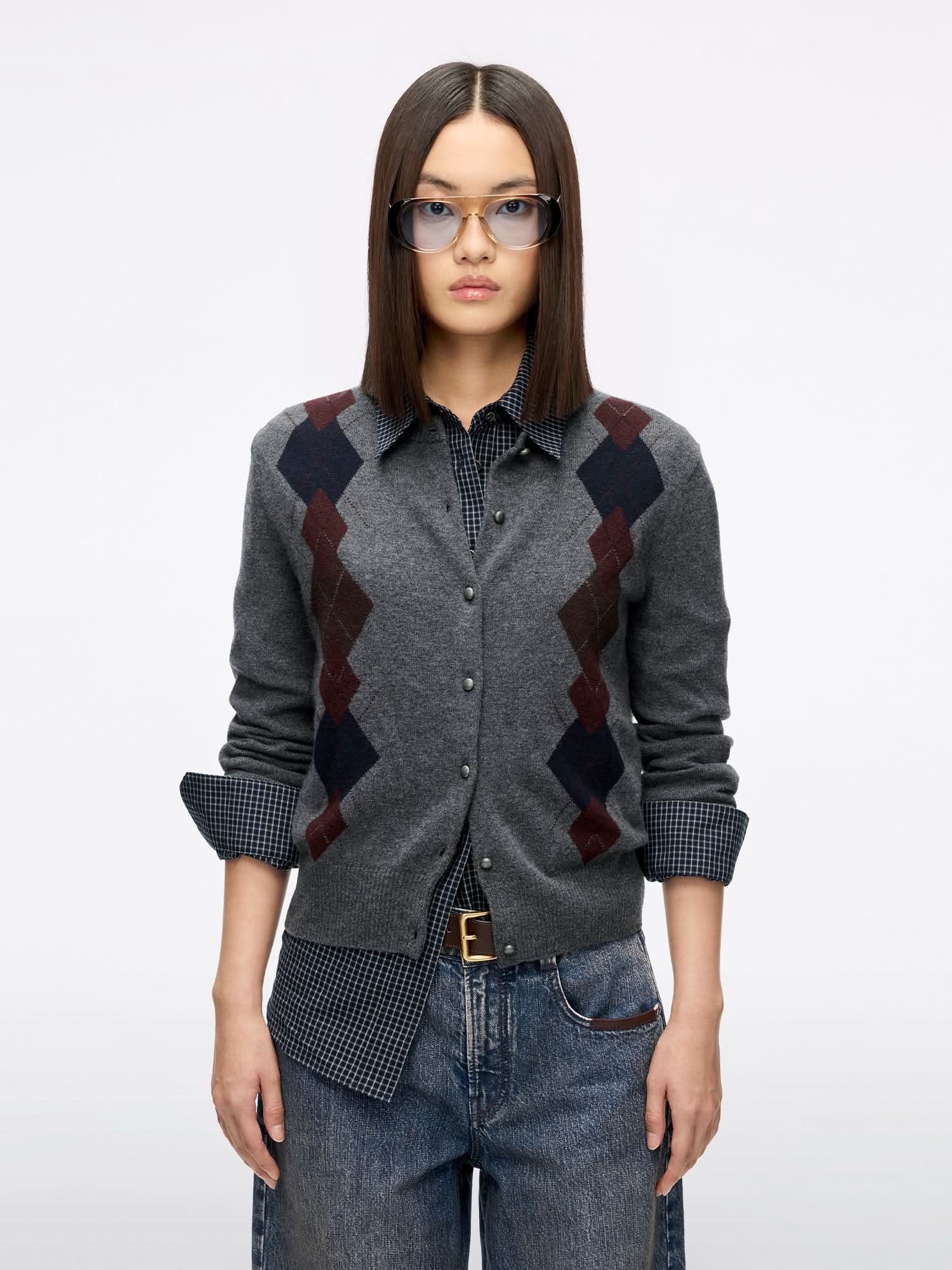 Argyle Knit Cardigan