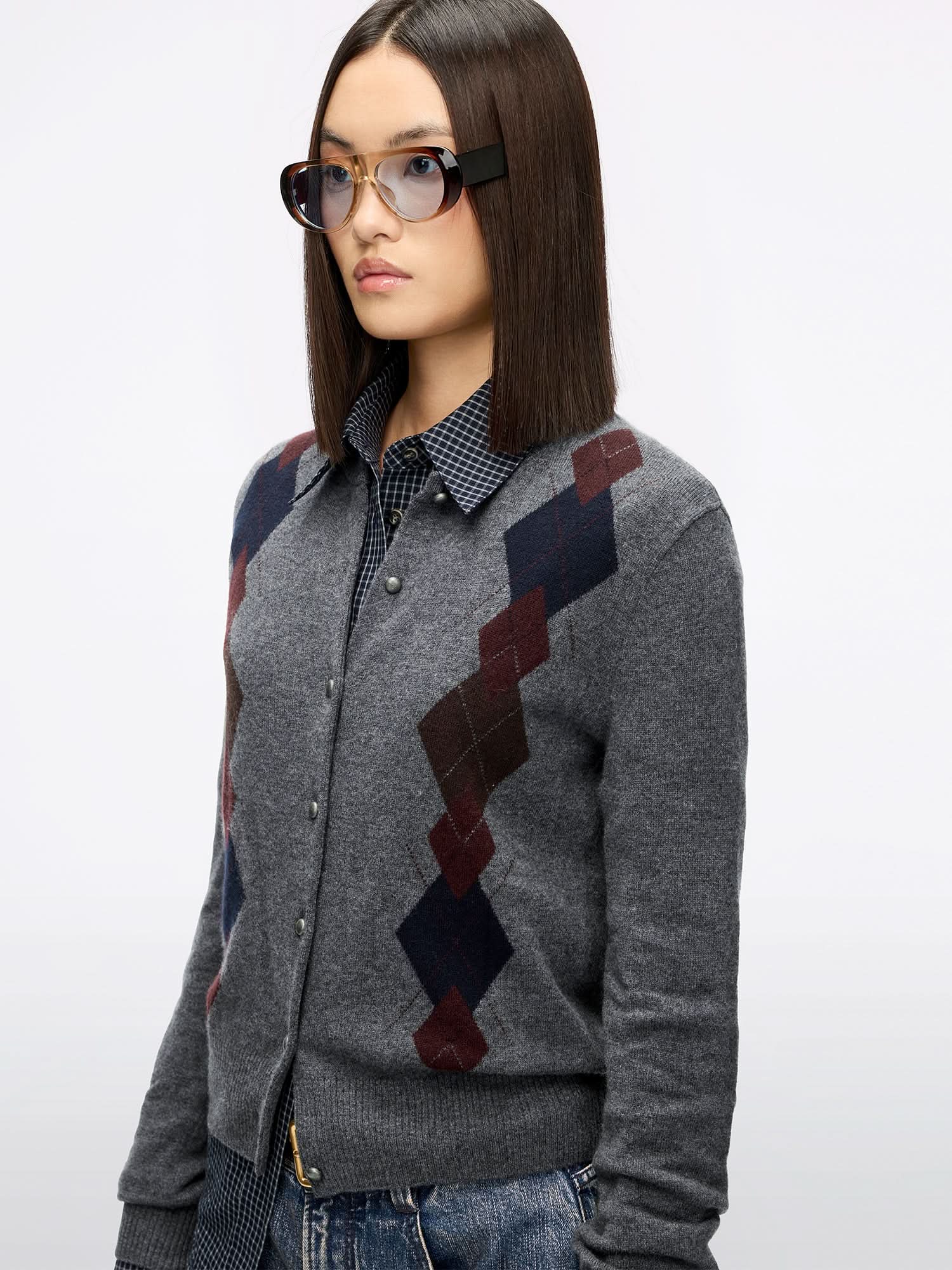Argyle Knit Cardigan