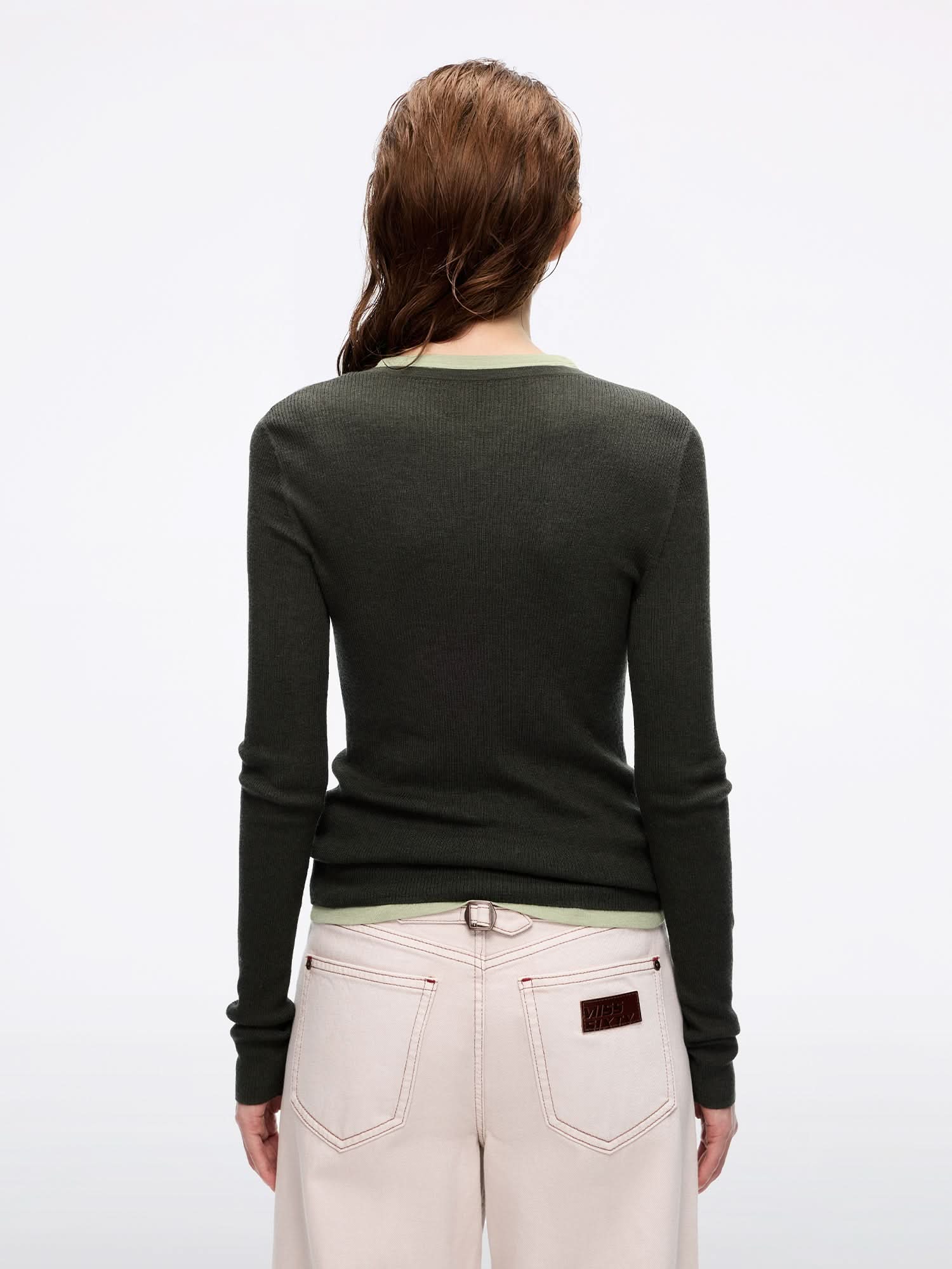 Faux Layered Knit Top