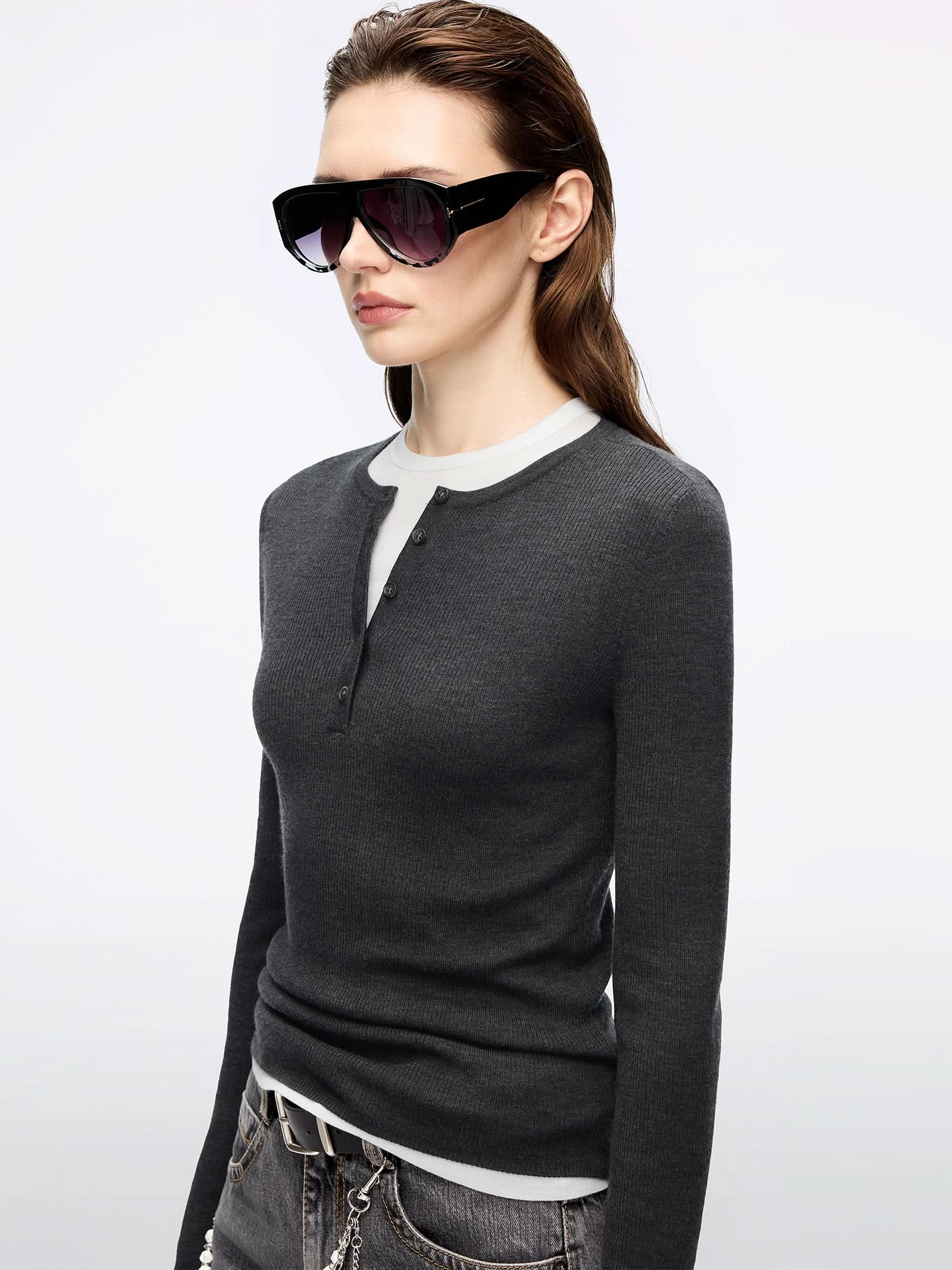 Faux Layered Knit Top