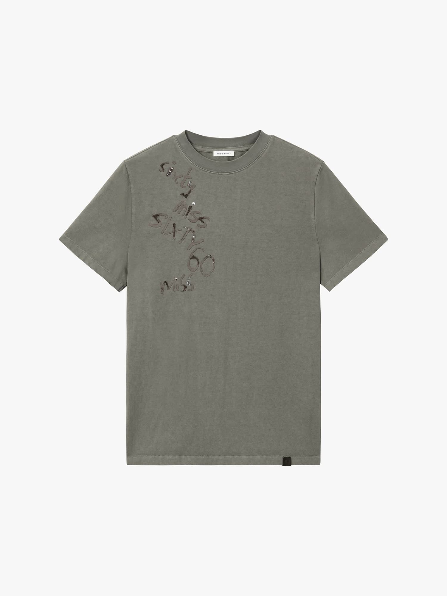 Rhinestone Embroidered T-Shirt