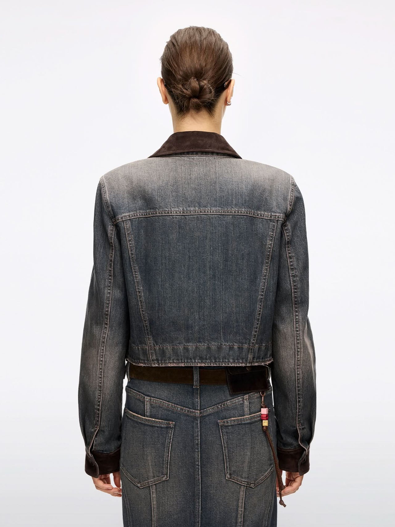 Patchwork Leather Denim Jacket