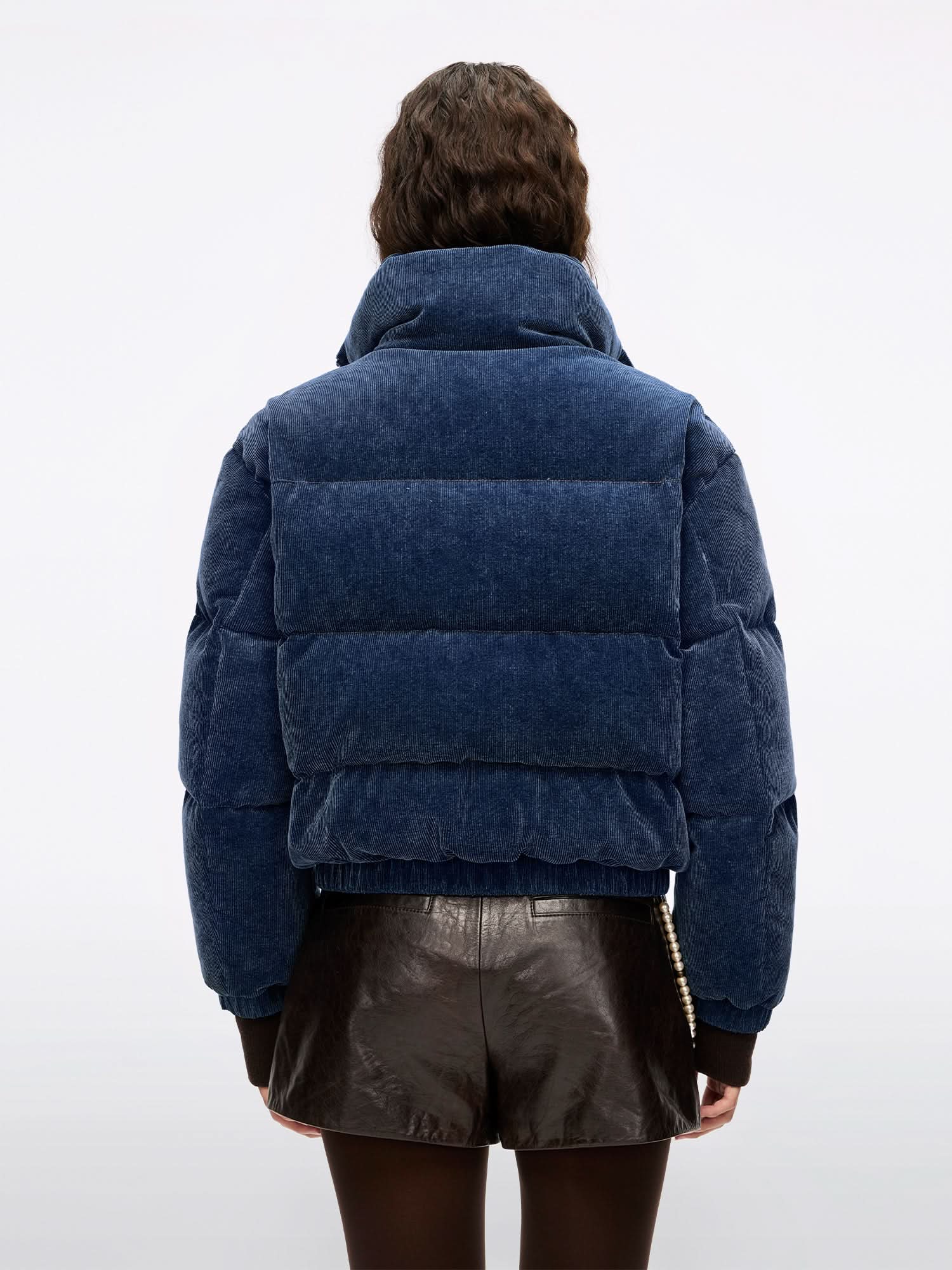 Corduroy Denim Puffer Jacket