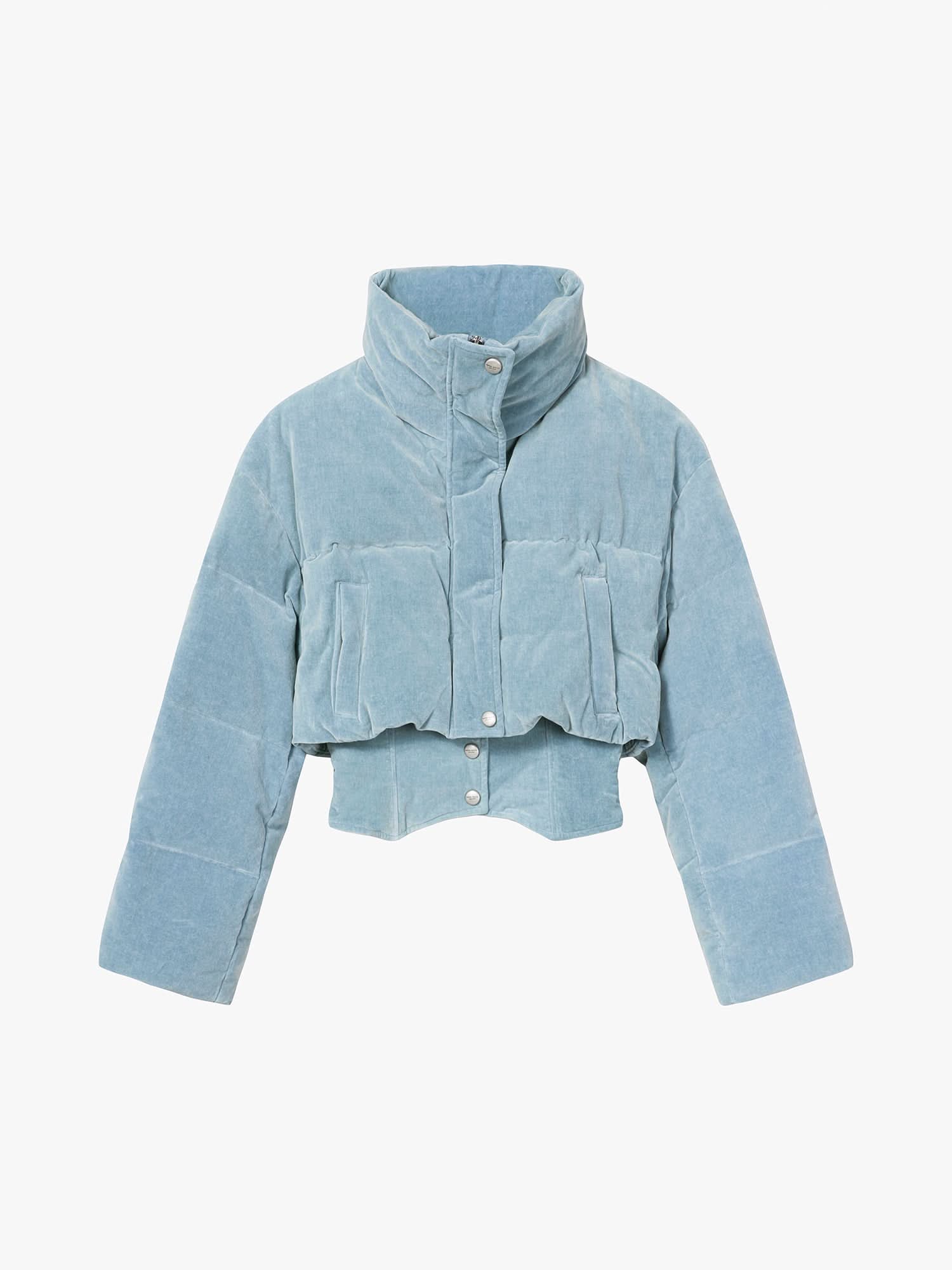 Patchwork Denim Puffer Jacket