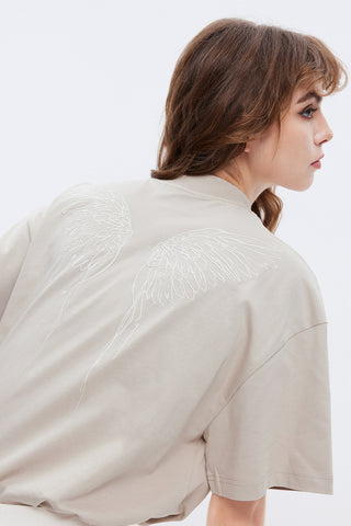 Angel Collection Embroidered Pearl Loose Fit T-Shirt