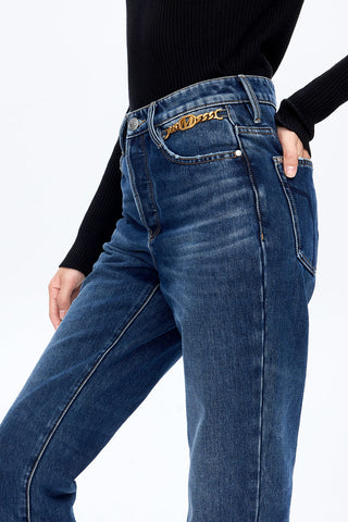 Vintage Navy Blue Cashmere Straight Jeans