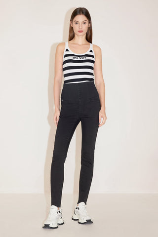 Black Super High Waist Jeans With Four Buttons