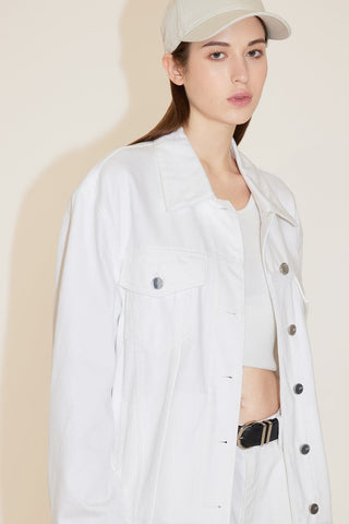 White Denim Jacket With Printed