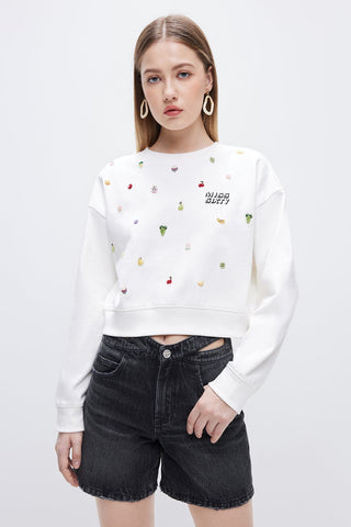 Sporty Jumper With Fruits Decorations Beaded
