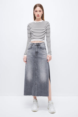 Vintage Slit Denim Skirt