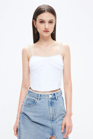 Angel Collection Pearl Strap Elastic Tank Top