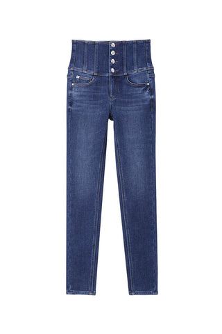 Super High-Waist Slimming Warm Fleece-Lined Denim Jeans