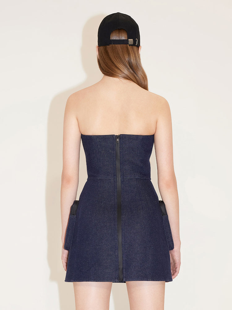 Vintage Tube Top Denim Suspender Dress