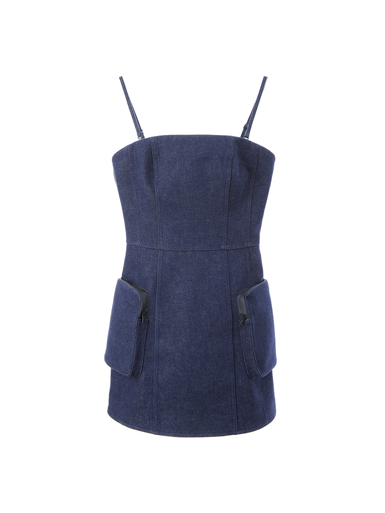 Vintage Tube Top Denim Suspender Dress