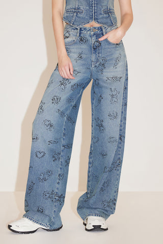 Miss Sixty x Keith Haring Capsule Collection Full-Width Printed Casual Fit Jeans