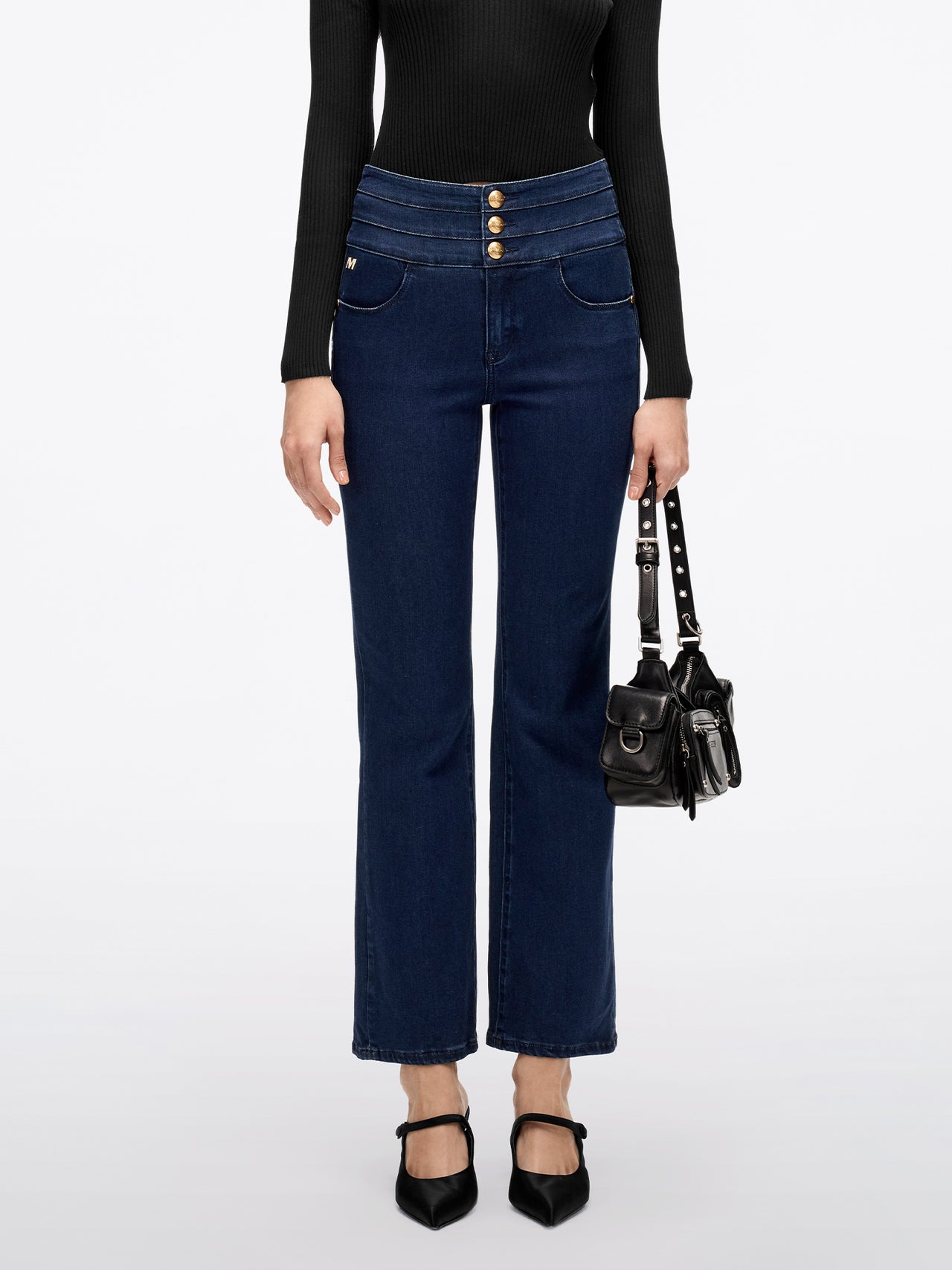 High Waisted Flared Cropped Jeans