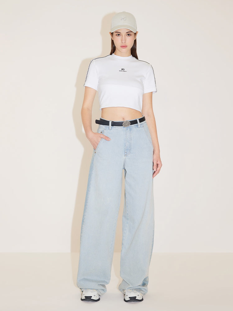 Relaxed Colour Block Wide-Leg Jeans