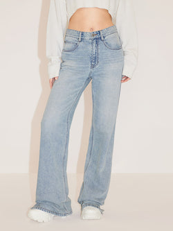 Straight Fit Jeans With Split Hem