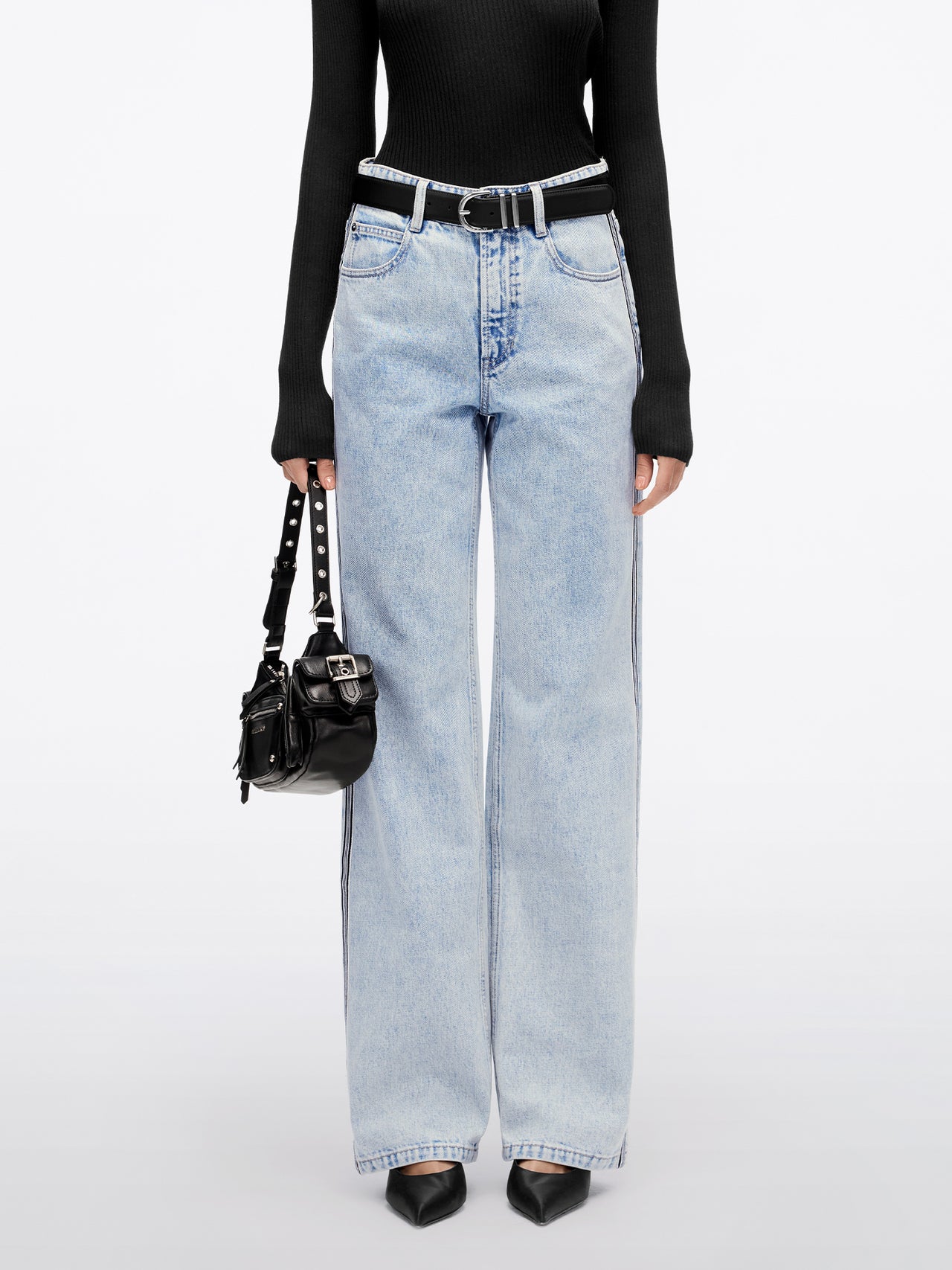 Vintage Striped Patchwork Straight-Leg Jeans