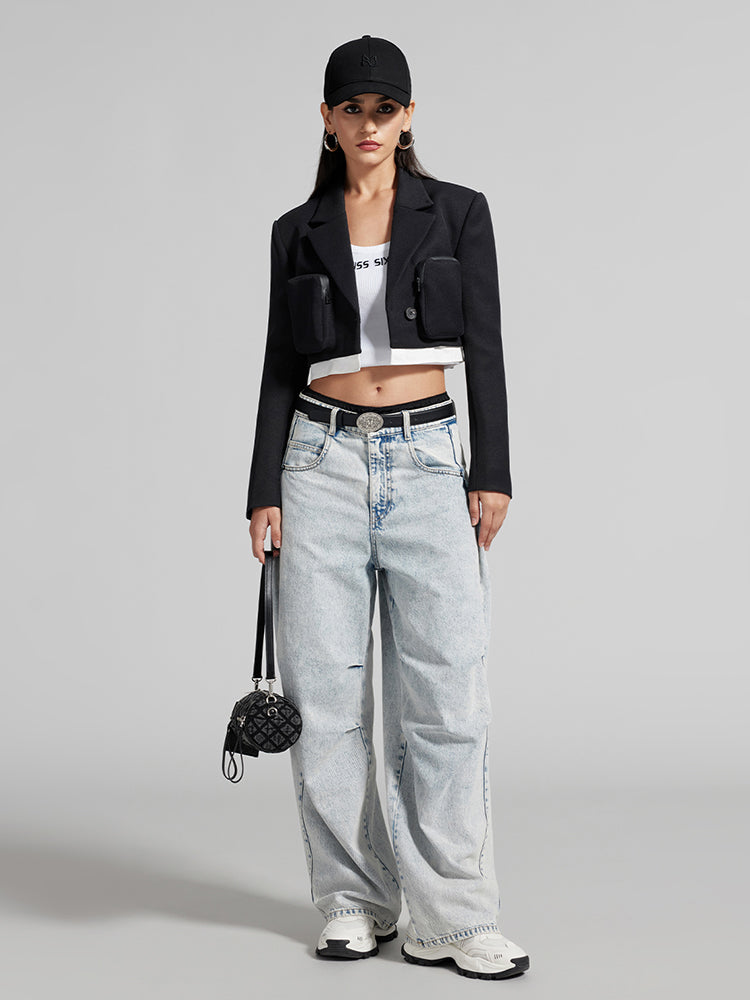 Light Blue Jeans With Contrast Waist