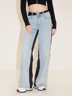 Wide Leg Jeans With Patchwork