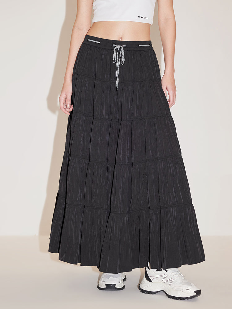 Elastic Waist Paneled Skirt