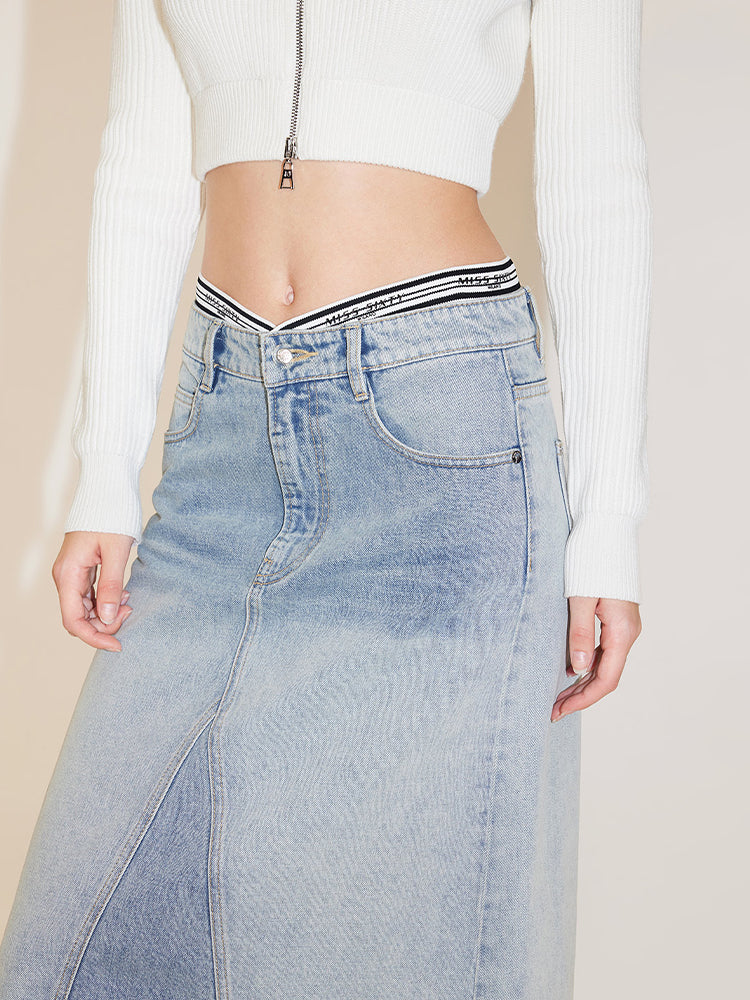 Vintage Low-Rise Denim Skirt