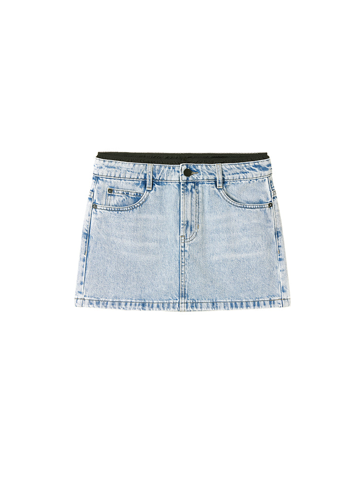 Stylish Patchwork Denim Skirt